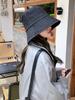 Bucket hat women's black sunscreen hat autumn and winter versatile autumn and winter bucket hat trendy face covering cowboy hat basin hat