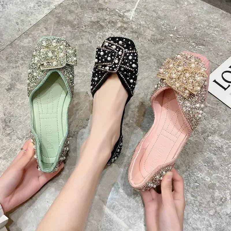 Women Fashion Flat Single Shoes Feamle Autumn Pointed Toe Shoes Flat Loafers Soft Sole Ladies Plus Size 35-43 Zapatos De Mujer