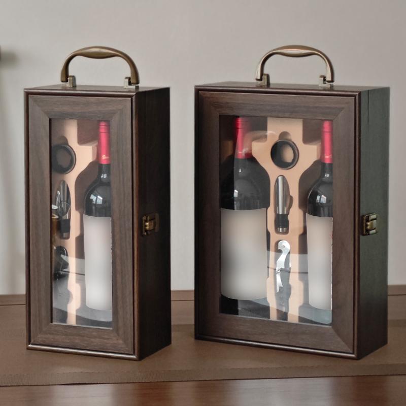 

Lacquered Wooden Wine Box Set Single Bottle Storage Case Wine Gift Box for Wine Lovers Birthday Housewarming Wedding (Brown,for Single-NO wine&As picture shown) коричневый