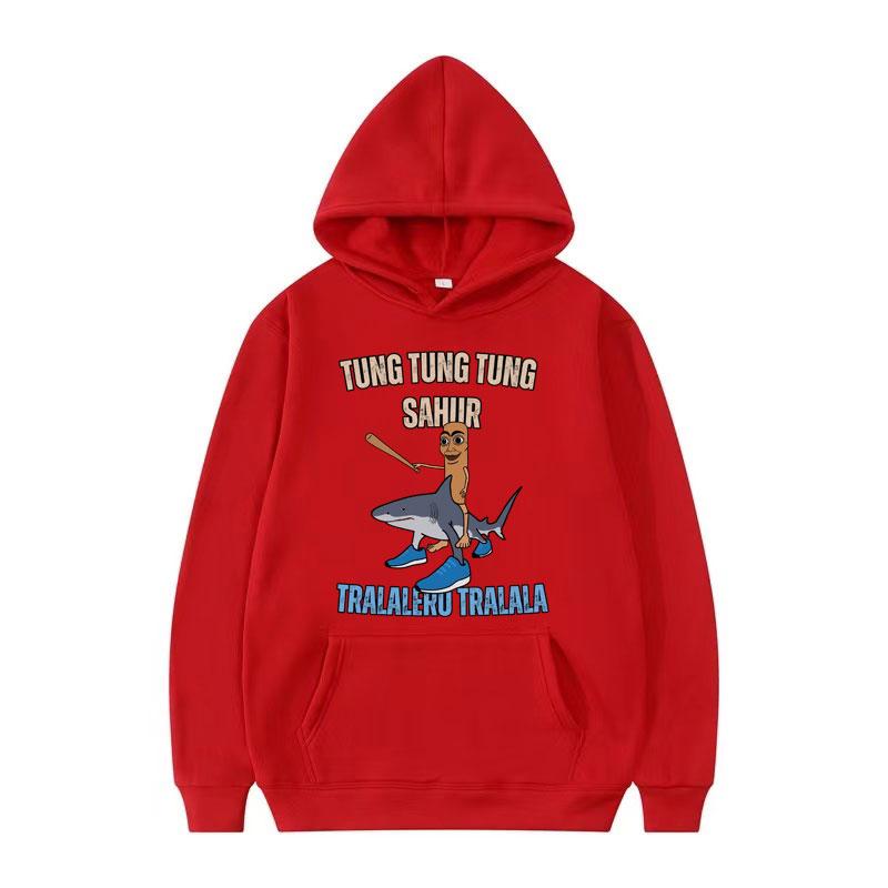 Tung Tung Tung Sahur Baseball Meme Hoodie Toppar Tralero Tralala Rolig Löparhaj Humor Streetwear Hoodies Män Kvinnor Sweatshirt