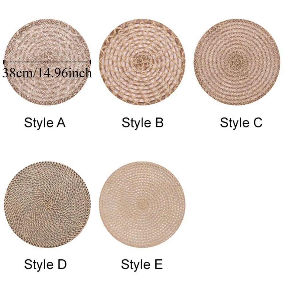 4 Pieces Durable Woven Natural Jute Place Mat Non-Slip Round Dish Mat Heat Insulation Wear-resistant Pot Mat Banquet