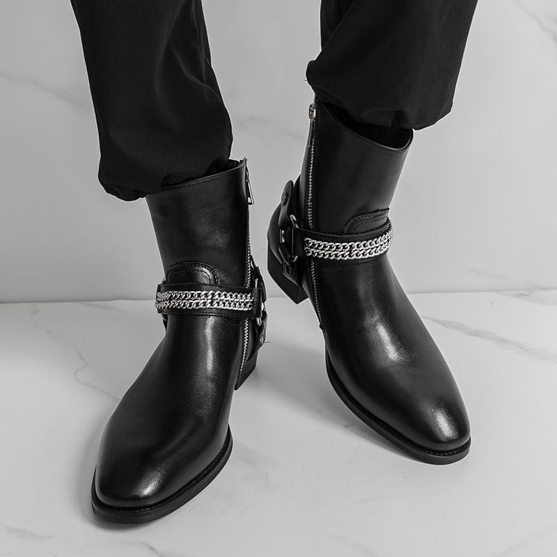 Fashion Fashionable High-end Men's Chelsea Boots Street Style High Top Motorcycle Boots High-quality Non Slip Sole Outdoor Walking Boots