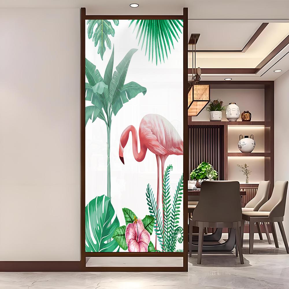 Pellicola Decorativa per Finestre Fiori e Foglie Static Cling Vetrofania Stained Glass per Decorazione Casa 28