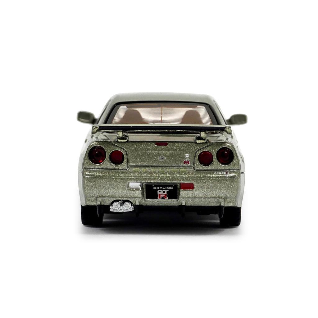 PAUDI MODEL 1/64 Diecast Model Car GT-R R34 Skyline 2000 Nissan V Spec II (Green)