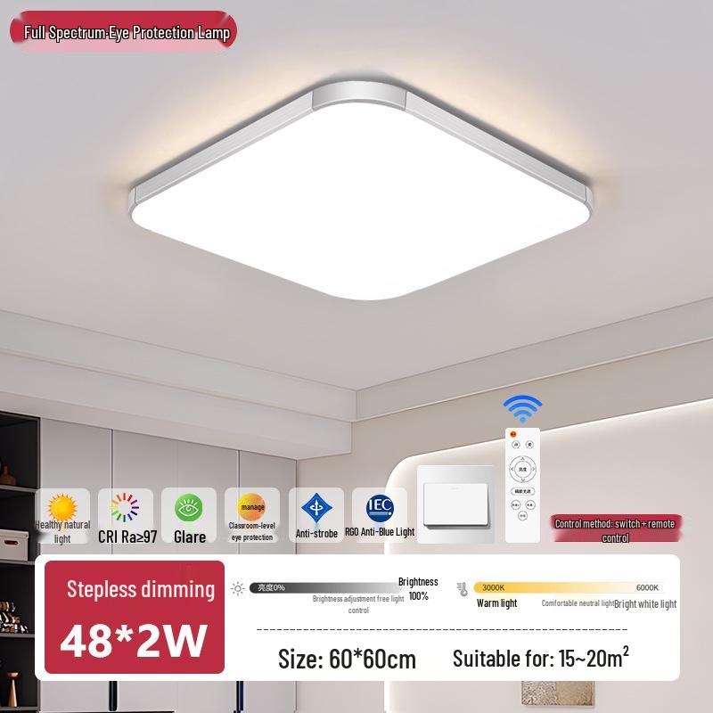 Full Spectrum LED Ceiling Light - Modern Rectangular Fixture for Living Room, Bedroom, Dining Room, Study.
