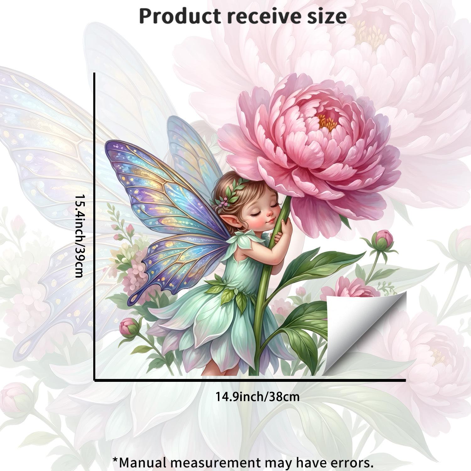 

Creative Peony Fairy Static Cling Wall Sticker for Living Room Bedroom Home Decor 38x39cm разноцветный