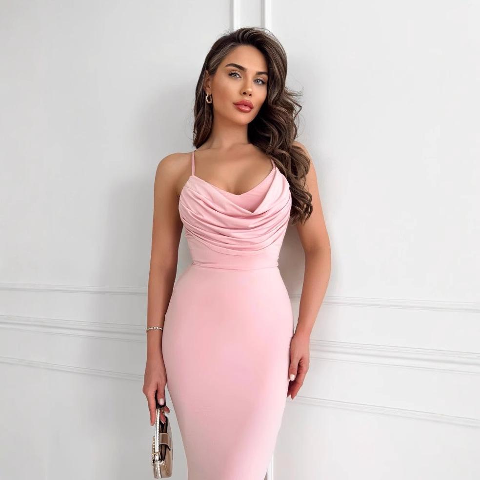 2025 Summer Women's Fashion Sexy Halter Bodycon Backless Dress