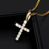 Unisex Hip Hop Copper Pendant with Inlaid Zirconia Cross Necklace