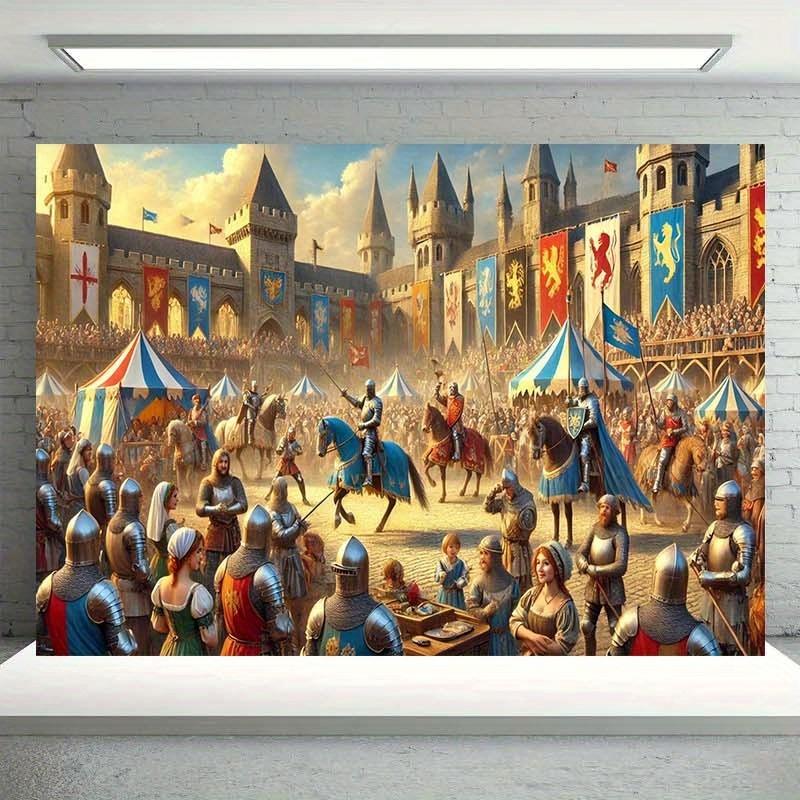 1 pièce, tissu de fond de célébration de chevalier médiéval, décoration de fond, chambre, jardin, accessoires de studio photo -XY