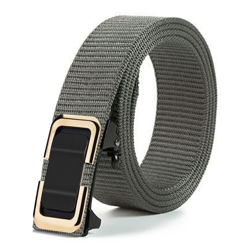 Men'S Toothless Automatic Buckle Woven Canvas Belt Belt Casual Nylon Tactical Pants Belt Military Training Outdoor Belt