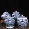 Keramische Blauw Witte Porseleinen Bewaarpot met Deksel Woonkamer Entree Decoratie Theepot Snoep Klein Voorwerp Familie Bewaarpot