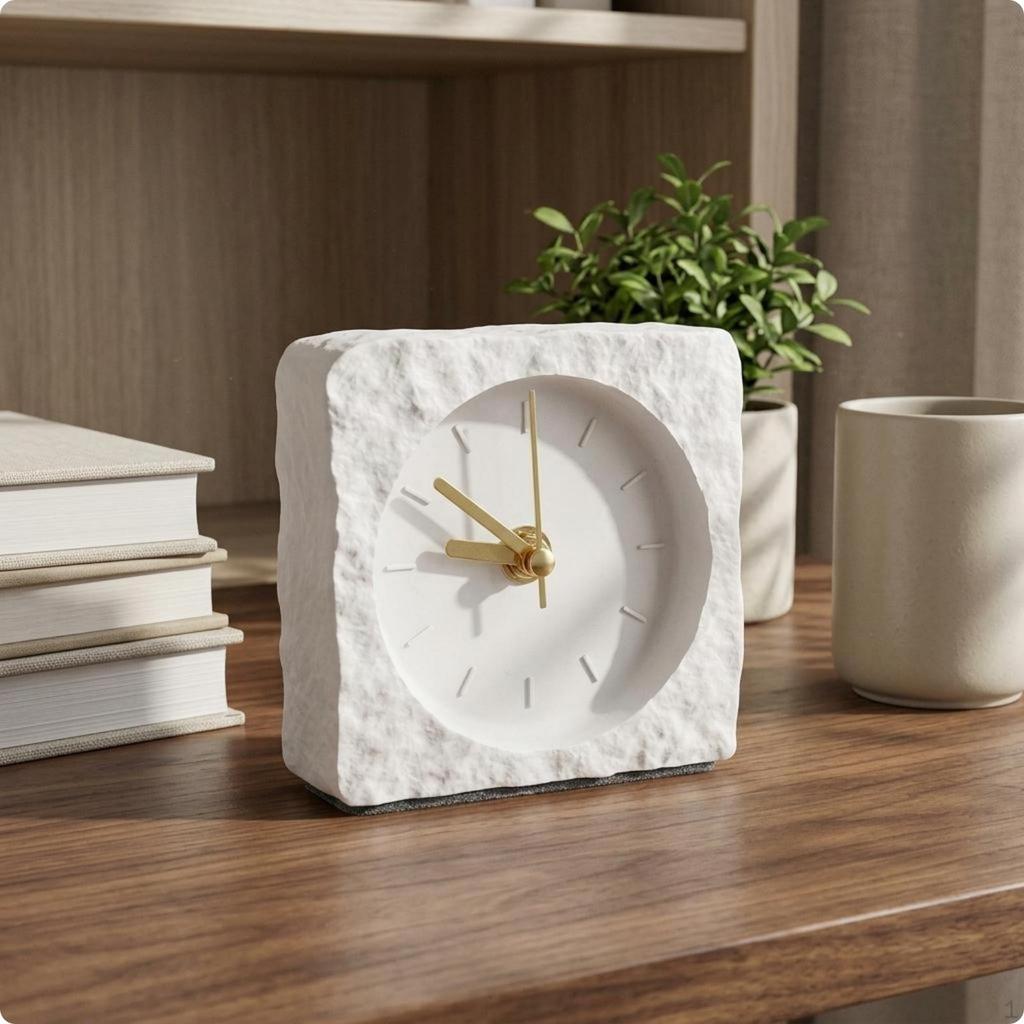Modern Desk Clock Luxury Decorative Rectangular Timepiece Sophisticated Home Decor for Office, Study