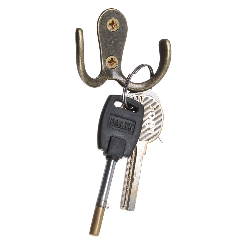 Retro Nyckelhållare Kläder Handduk Organizer Klädhängare Vägg Dörr Metall Antika Krokar Dubbelkrok