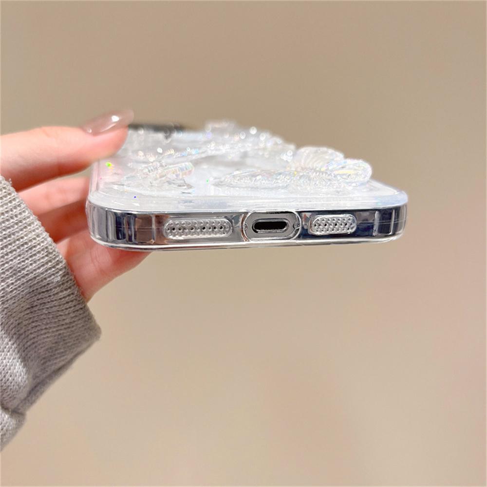 Luxuriöse Transparente Ästhetische Schmetterling 3D Hülle Für iPhone 15 14 13 12 11 Pro Max Plus Glänzende Beschichtung Kameraschutzhülle