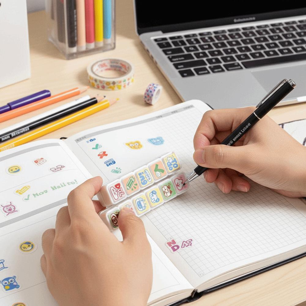 Cartoon Animal DIY Stamps Kawaii Reward Stamps Creative Seal Stamp Set Daily Decorative