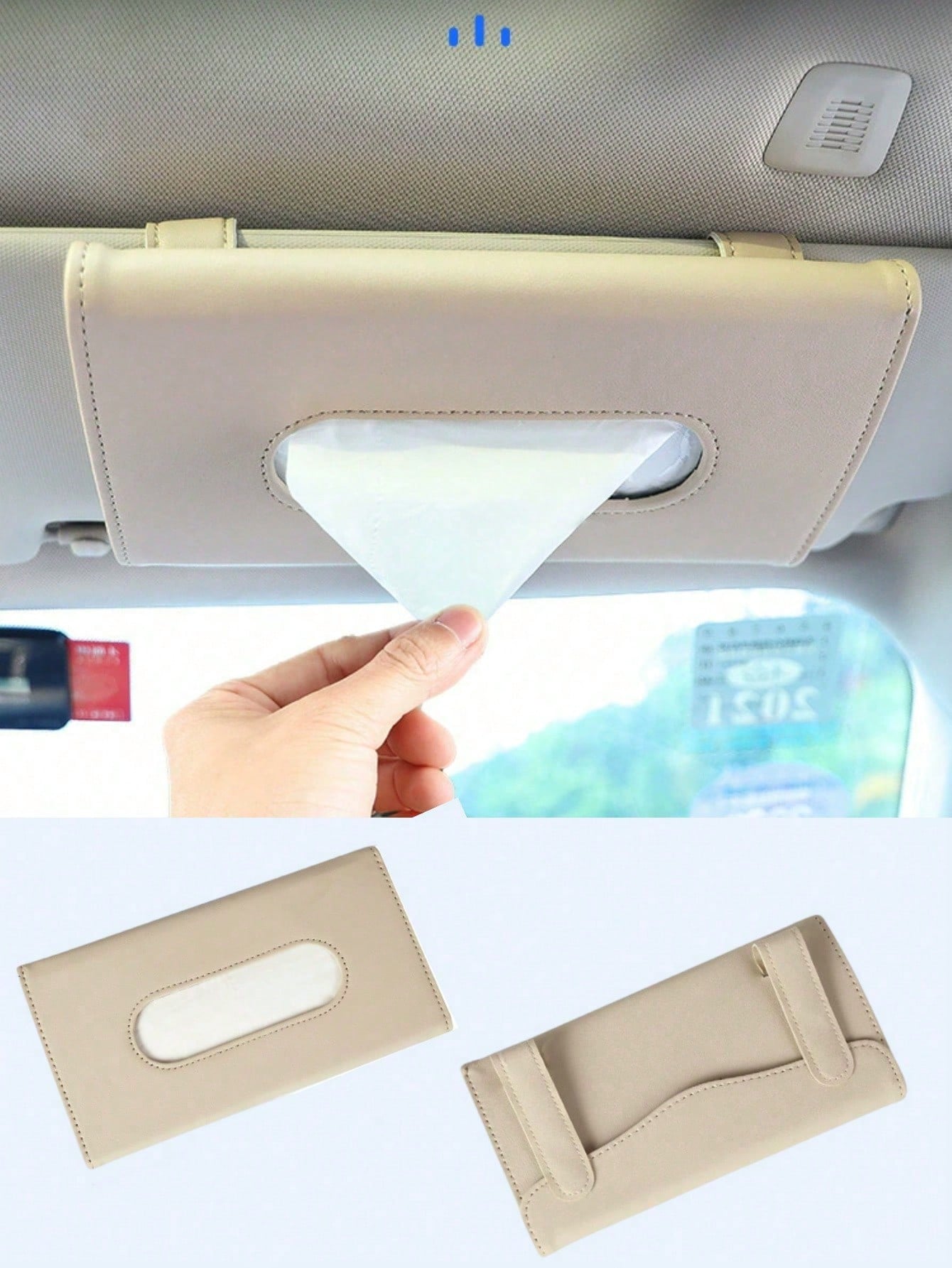 

Universal Car Sun Visor Tissue Box — An In-Car Item That Combines Convenient Tissue Extraction and Multi-Functional Storage бежевый