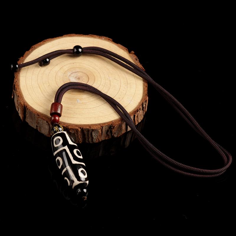 Sky Bead Necklace Xizang Nine Eye Sky Bead Pendant with Black and White Natural Agate for Men and Women