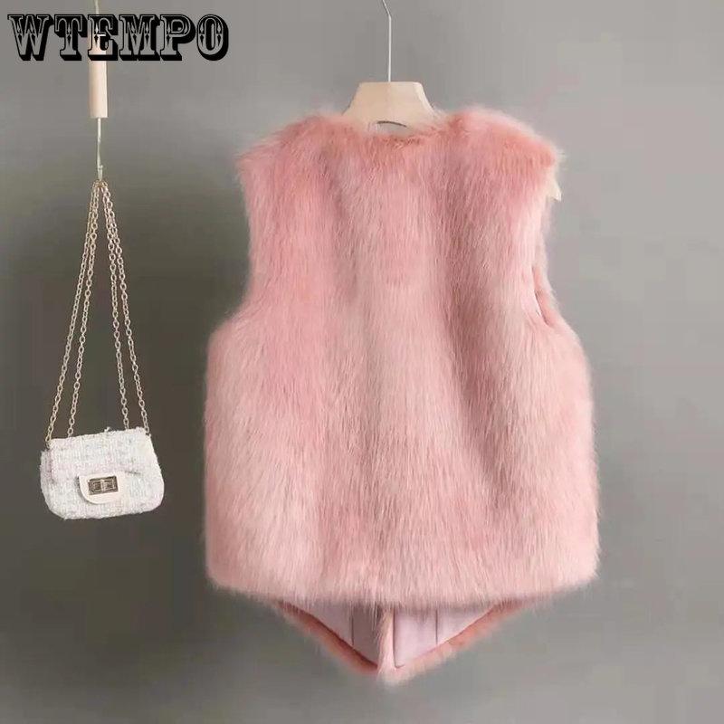 Pelzweste Frauen Kurze Oberbekleidung Herbst Winter Nachahmung Kaninchenfell Weste Weibliche Mode Warme Plüsch Weste Damen Jacke