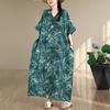 DIMANAF 2026 New Women Plus Size Summer Casual Long Dress Cotton Loose Oversize Maxi Print Floral Beach Sundress