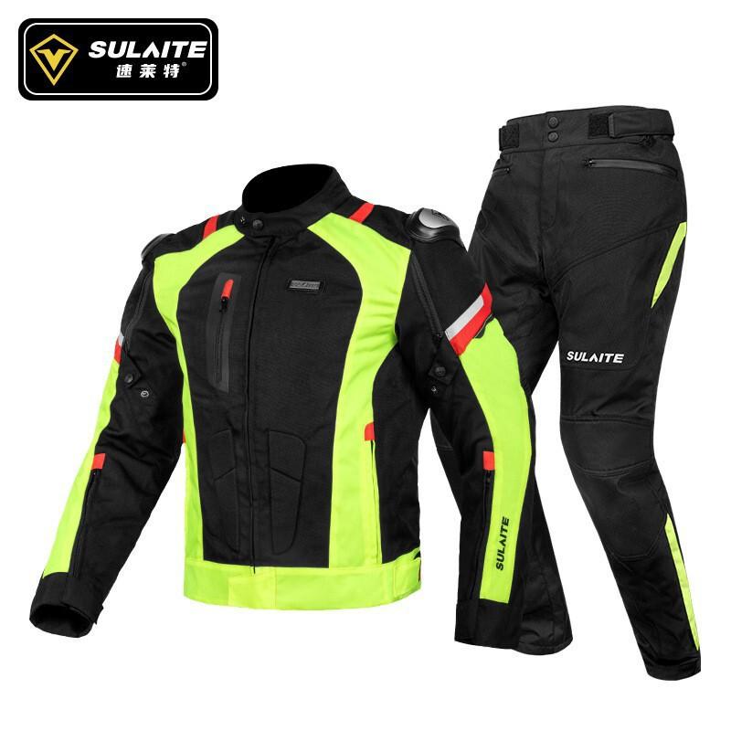SULAITE Off-Road Motorcycle Riding Jacket Pants Set Winter Warm Waterproof CE2 Armor Protective Gear Men