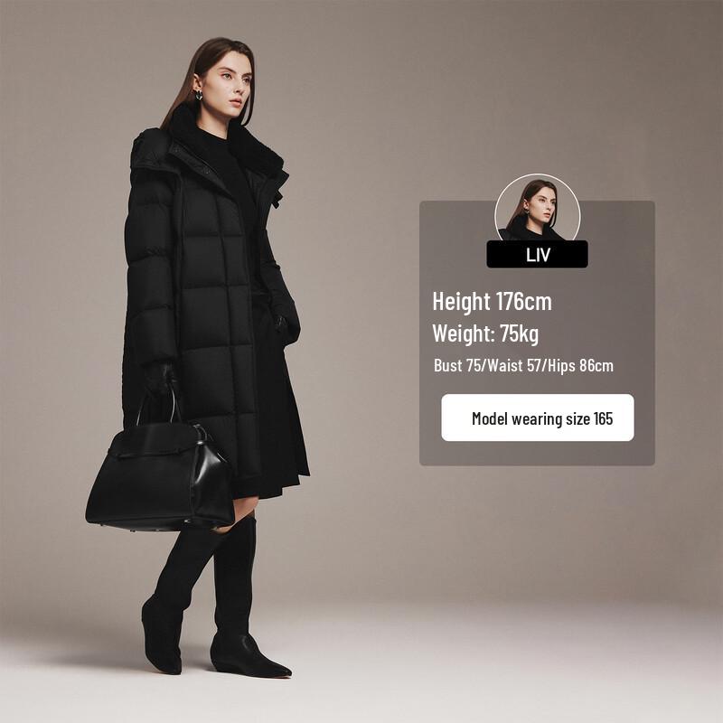 Tanboer Brownie Women's Mid-Length Warm Shoulder Down Jacket