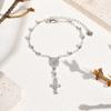 Vnox Virgin Mary Bracelets For Women,White Gold Plated Jesus Christ Charm Cross Pendant Bracelet, Religon Faith Church Jewelry