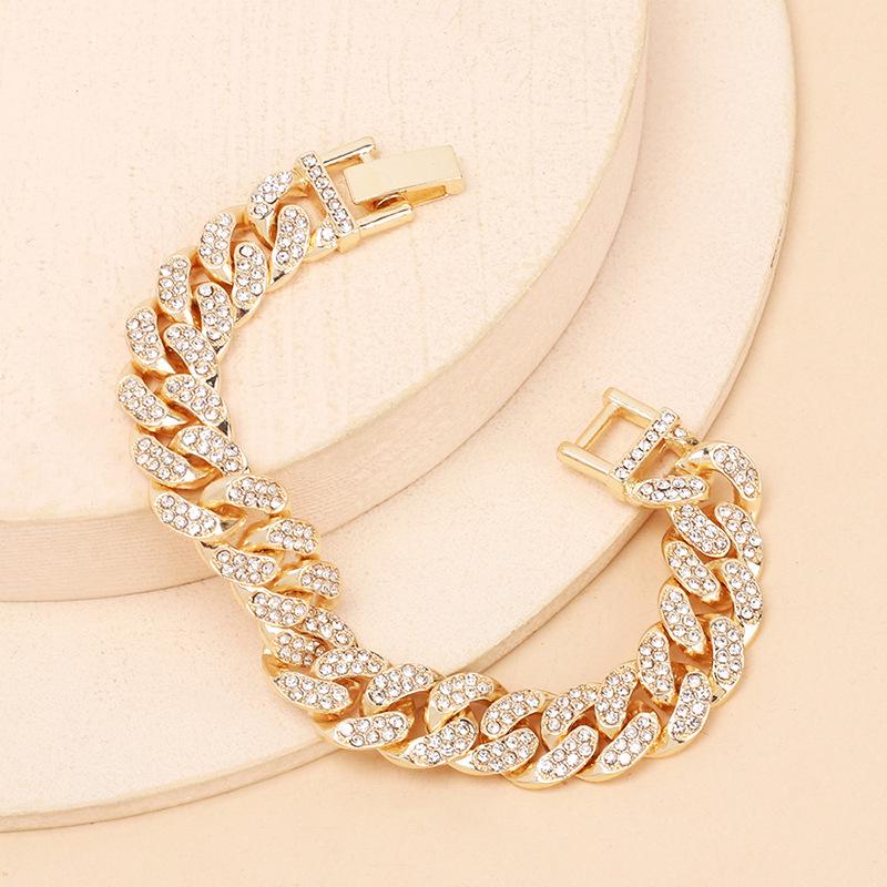 ins cold style hip hop light luxury rhinestone bracelet, new niche design fashion jewelry in Europe and America