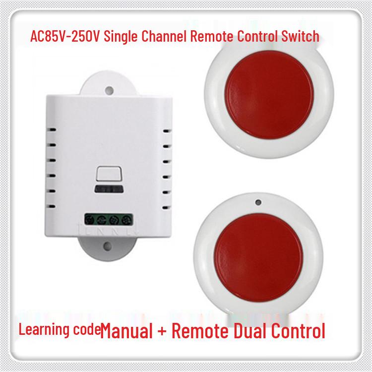 220V Single-Circuit Remote Control Switch with Manual Button for Lamp/Appliance