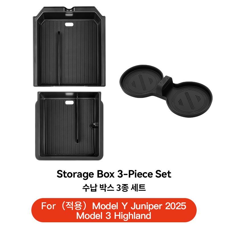 YZ For Tesla Model Y 2025 Juniper Model 3 Highland Console & Armrest Upper and Lower Storage Box Watercup Holder Charging Pad