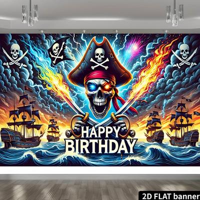 1pc Pirate Theme Birthday Backdrop Banner Suitable for Birthday Celebrations Photography Backdrops Family Gatherings