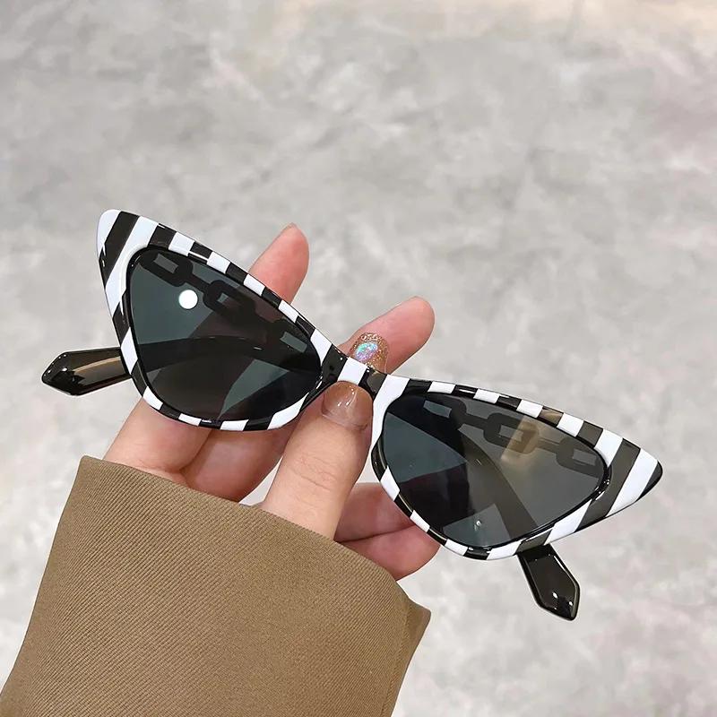 Trendy Cat Eye Sunglasses for Women European American Style Small Frame Fashionable Versatile Decorative Eyewear