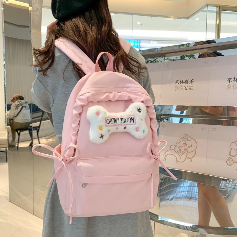 Cute girl versatile casual backpack this year popular solid color simple junior high school student schoolbag girls backpack