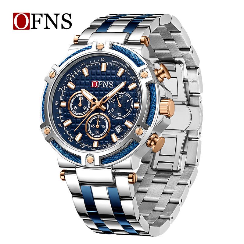 Oufanni Shi Men's Multifunctional Chronograph: Waterproof Quartz Watch with Luminous Strap & Calendar