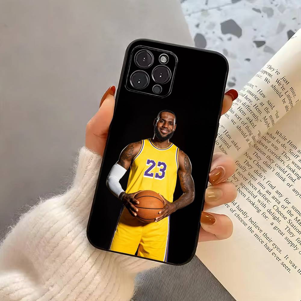 B-Basket-ball L-Lebron James 23 Phone Case For iPhone 17,16,15,14,13,12,11 Plus,Pro Max,XS,Soft Silicone Black Cover