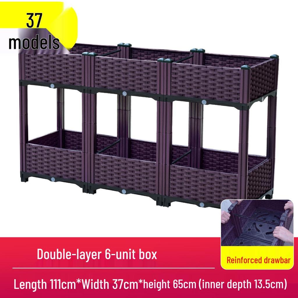 Outdoor Flower & Vegetable Planter: Large Rectangular Plastic Box for Balcony & Rooftop Gardening