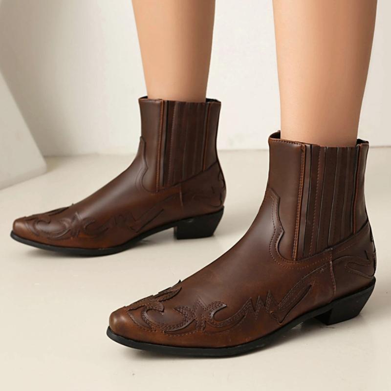 Mode Vintage Stiefeletten für Frauen Schwarz Braun Kurze Reitstiefel Niedrigen Absätzen Party Schuhe Dame Große Größe 45 Neue 2024 Winter Schuhe