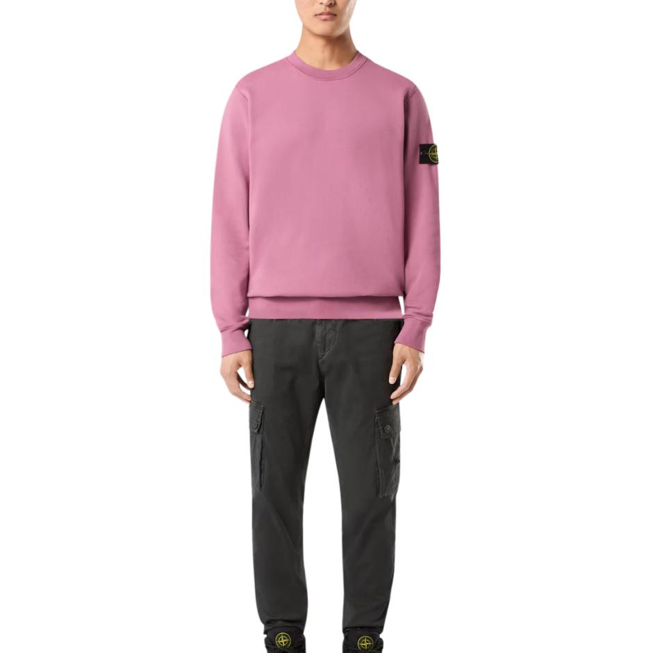 Stone Island Solid Color Crew Neck Logo Long Sleeve Pullover Sweatshirt Unisex sweatshirt Pink 811563051-V0086