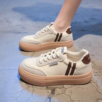 Damskie buty treningowe na grubej podeszwie w stylu niemieckim, lato nowe, buty do skateboardingu w stylu vintage, sportowe, cienkie, casualowe, buty w kolorze białym arganowym