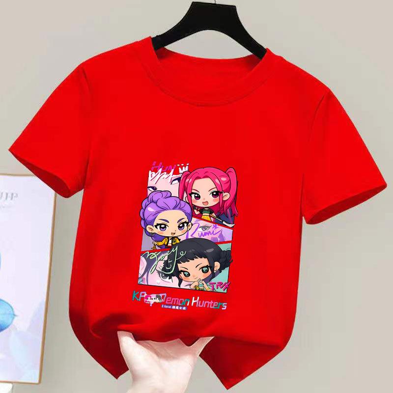 K-POP Demon Hunter Girl Group Unisex Cotton T-Shirt - Kids' Summer Short Sleeve Round Neck Top