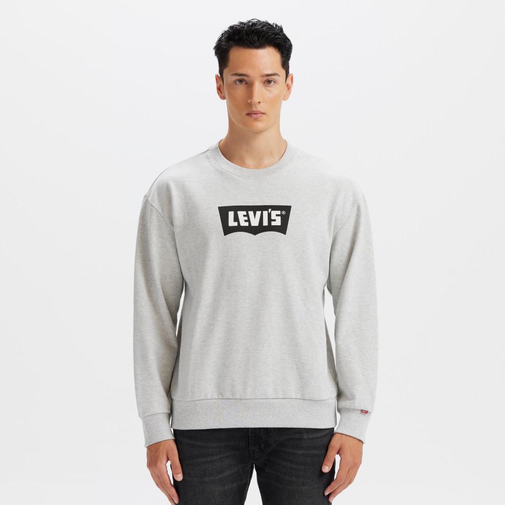 Levis Casual Loose Soft Comfortable Round Neck Long Sleeve Sweatshirt Men Sweatshirt Gray 0018N-0004