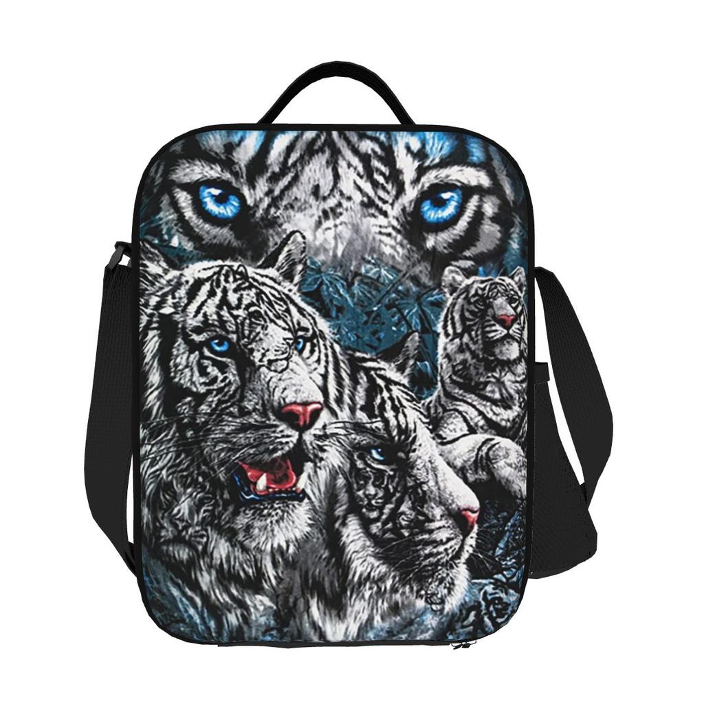 Tiger And White Tiger Patterns Lunch Bags Insulated Bento Box Waterproof Lunch Tote Picnic Bags Cooler Bag for Woman Girl Travel