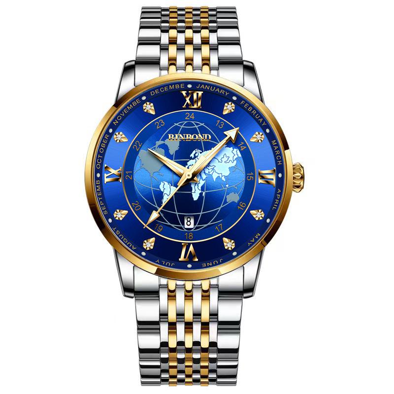 Trendy Men s Earth Starry Sky Luminous Fashion Watch with Genuine Butterfly Buckle