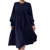 2024 Autumn Women's Plus Size Solid Color Slimming Long Dress with Large Swing
