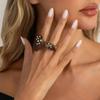 SHIXIN 2Pcs/Set Vintage Brown Resin Open Ring Simple Punk Inlay Rhinestone Daily Fashion Elegant Couple Jewelry Accessories Gift