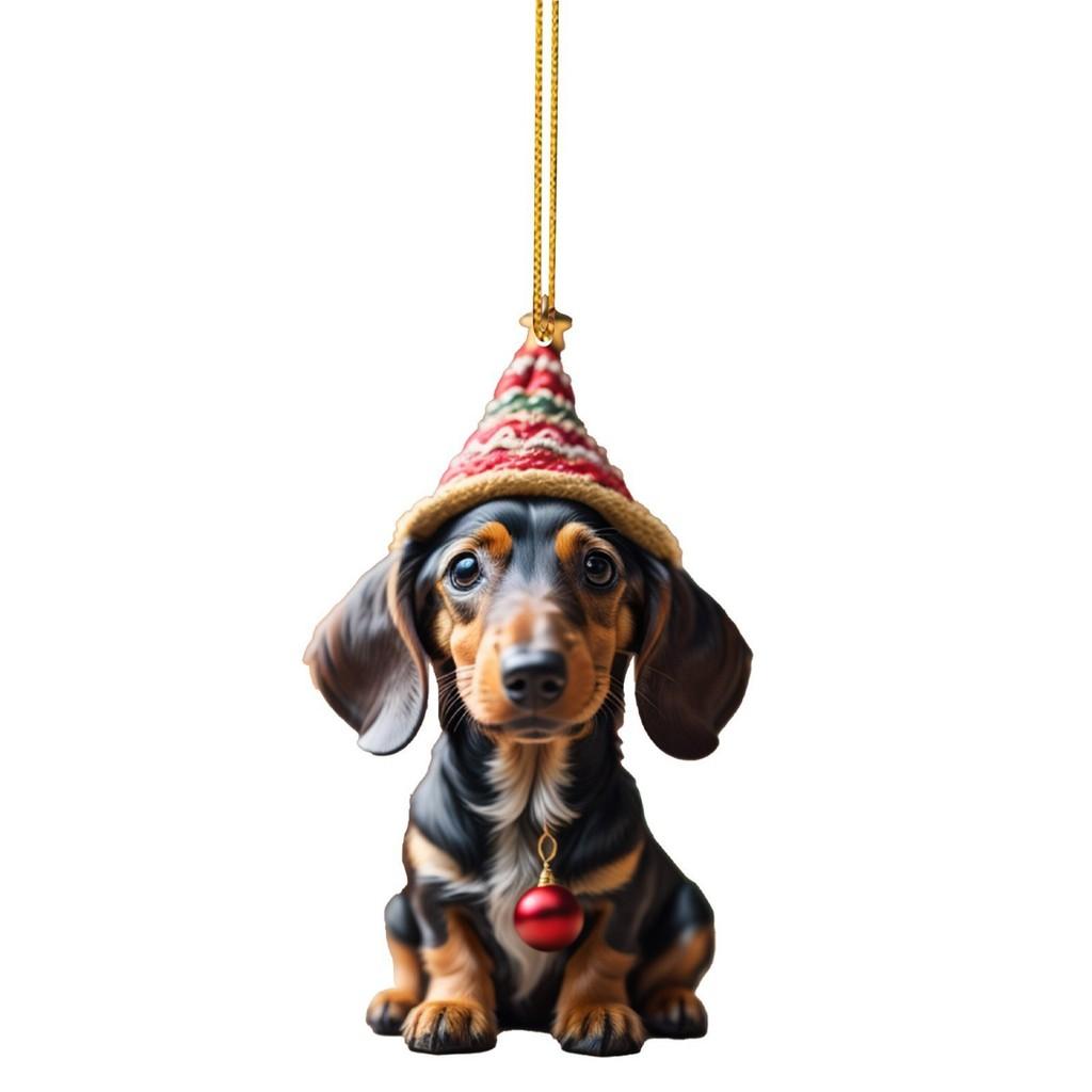 Cute Car Dachshund Hanging Decor For Vibrant Christmas Tree And Home Decoration