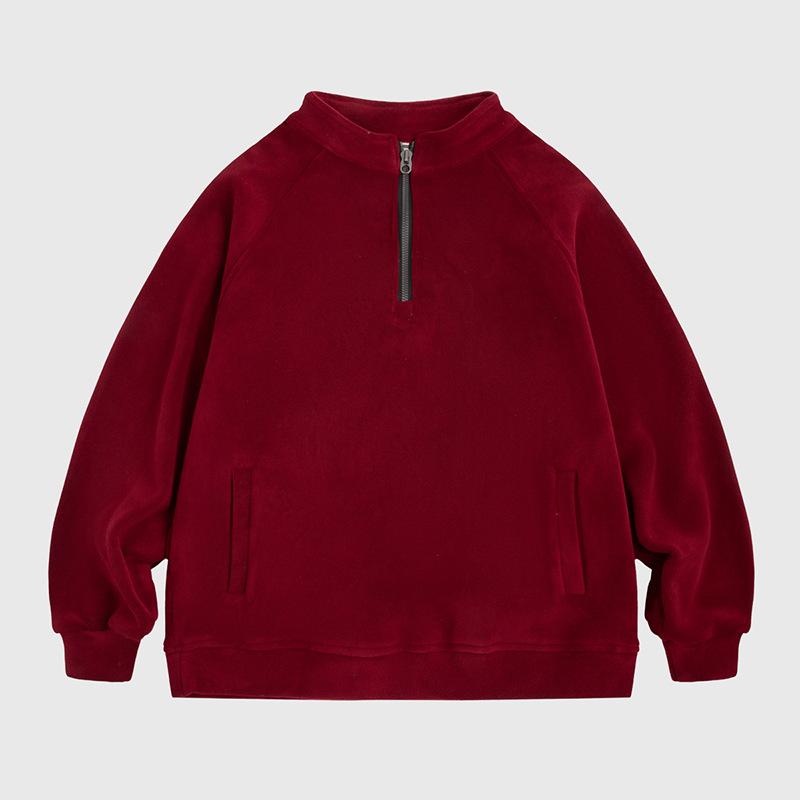 American Style Autumn and Winter Heavy Zipper Stand Collar Sweatshirt O'Free Jacket High Street Long Sleeve Large Size Loose Sweatshirt Men