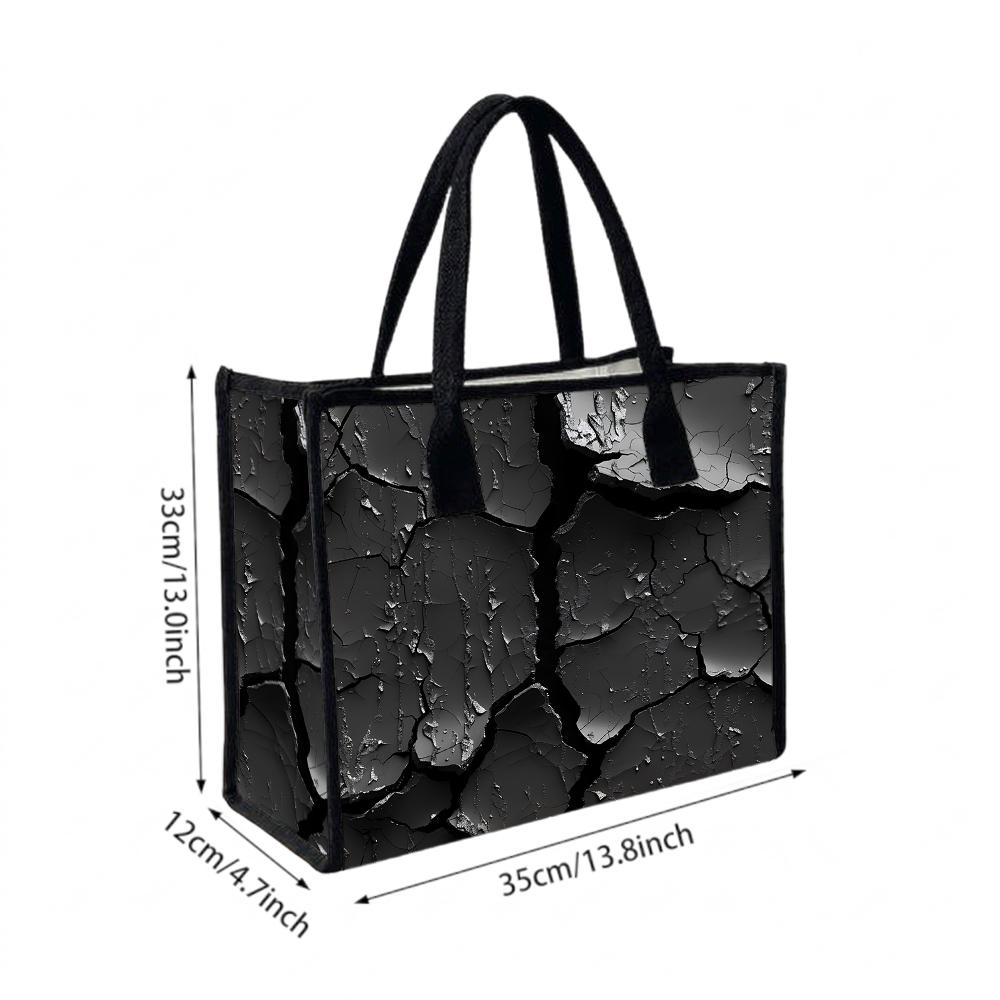 Cracked Pattern Tote Bag Stylish Casual Shoulder Bag Large Capacity Daily Use Handbag