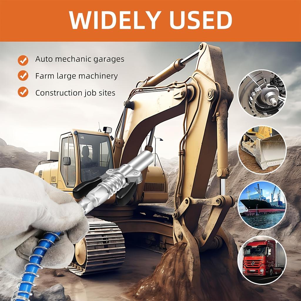 Grease Gun Coupler, Grease Joint Fittings, High Pressure Grease Nozzle Fittings, Compatible With All 1/8" NPT Grease Guns