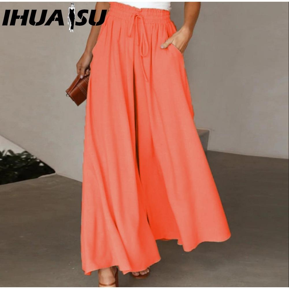 IHUASU Damenmode, lässig, einfarbig, bedruckt, Hosen und Caprihosen