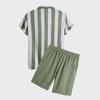 Set Hawaiano da Uomo per le Vacanze Set da Due Pezzi Camicia a Maniche Corte a Strisce Stile Spiaggia da Uomo